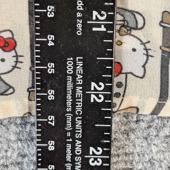 VTG SANRIO HELLO KITTY Print Blouse XL Sleeveless Lace Collar Sheer Tan Top - Picture 6 of 12
